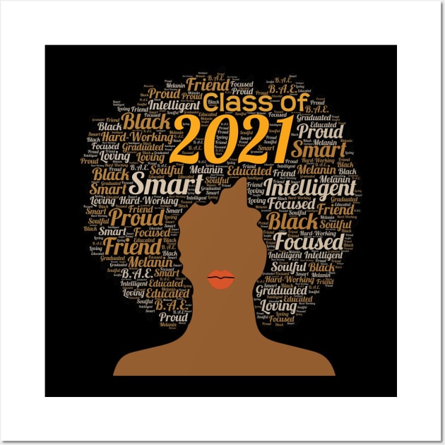 Class of 2021 Words in Afro Art Wall Art by blackartmattersshop